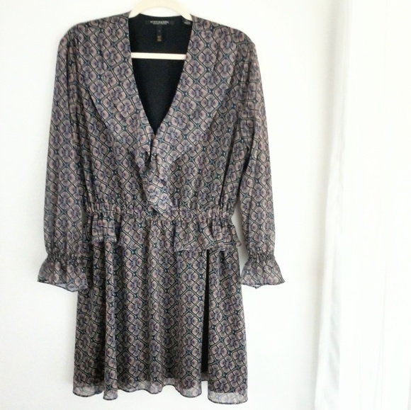 Scotch & Soda Women's Four Leaf Clover Pattern Midi Casual Ruffled Dress Size M - Picture 1 of 6